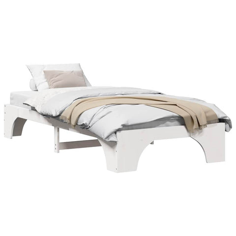 vidaXL Bed Frame White 100 x 200 cm Solid pine wood
