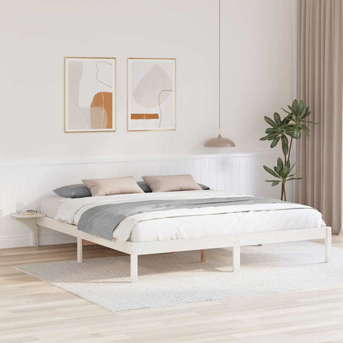 vidaXL Bed Frame with Bedside Tables White 200 x 200 cm White