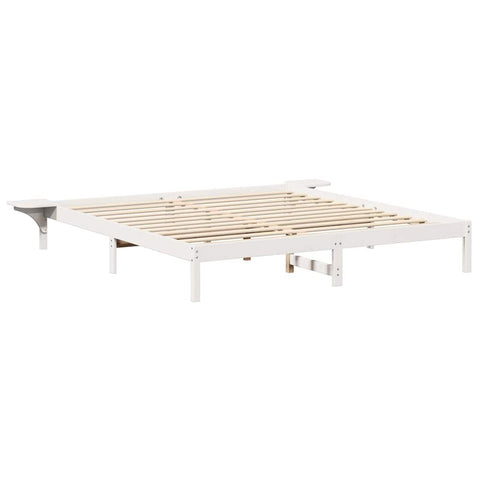vidaXL Bed Frame with Bedside Tables White 200 x 200 cm White
