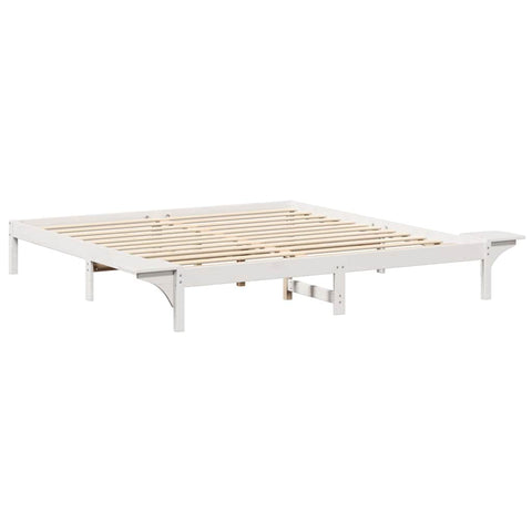 vidaXL Bed Frame with Bedside Tables White 200 x 200 cm White