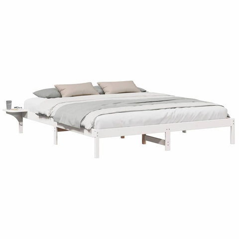 vidaXL Bed Frame with Bedside Tables White 200 x 200 cm White