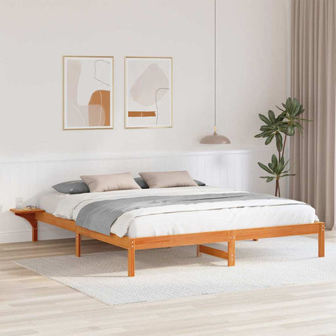 vidaXL Bed Frame with Bedside Tables Brown 200 x 200 cm Wax brown