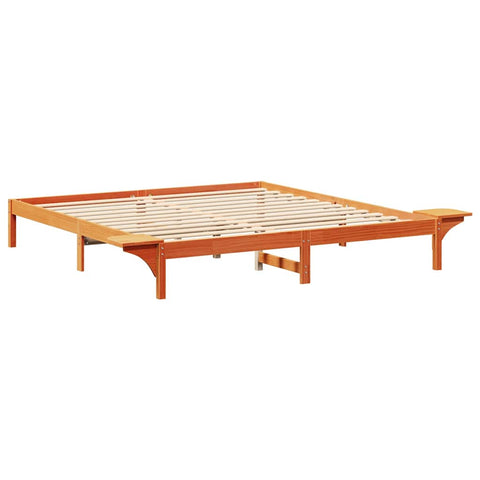vidaXL Bed Frame with Bedside Tables Brown 200 x 200 cm Wax brown