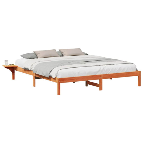 vidaXL Bed Frame with Bedside Tables Brown 200 x 200 cm Wax brown
