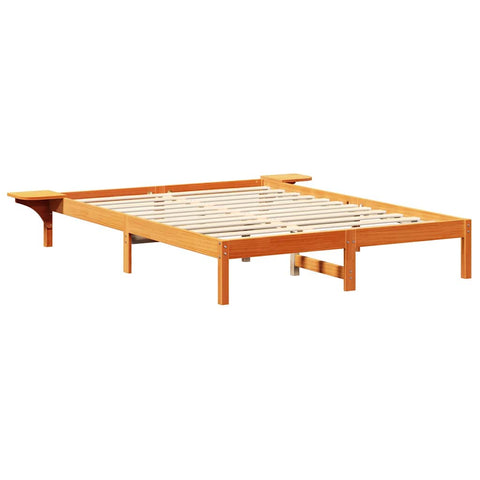 vidaXL Bed Frame with Bedside Tables Brown 140 x 200 cm Wax brown