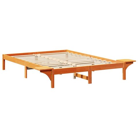 vidaXL Bed Frame with Bedside Tables Brown 140 x 200 cm Wax brown