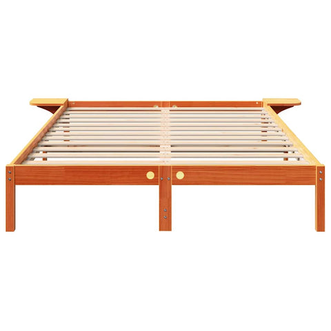 vidaXL Bed Frame with Bedside Tables Brown 140 x 200 cm Wax brown