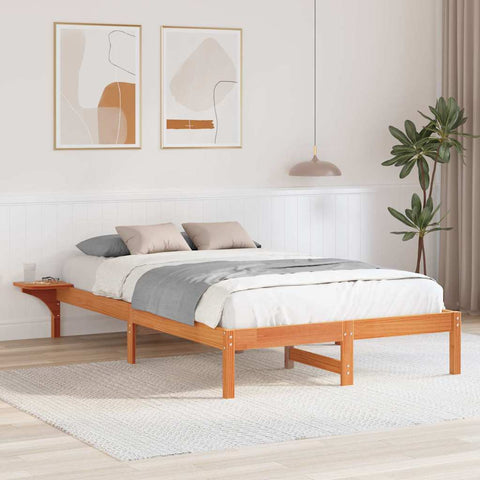 vidaXL Bed Frame with Bedside Tables Brown 120 x 200 cm Wax brown