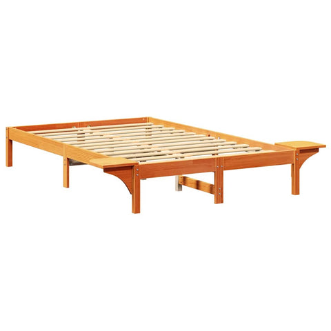 vidaXL Bed Frame with Bedside Tables Brown 120 x 200 cm Wax brown
