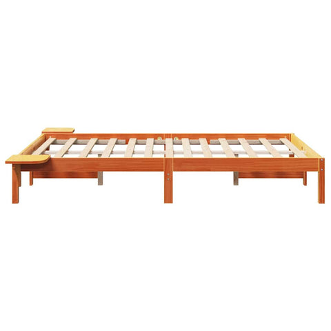 vidaXL Bed Frame with Bedside Tables Brown 120 x 200 cm Wax brown