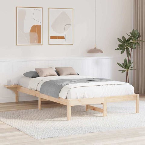 vidaXL Bed Frame with Bedside Tables Brown 140 x 190 cm Brown