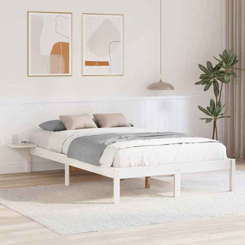 vidaXL Bed Frame with Bedside Tables White 140 x 190 cm White