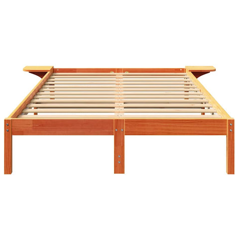vidaXL Bed Frame with Bedside Tables Brown 140 x 190 cm Wax brown