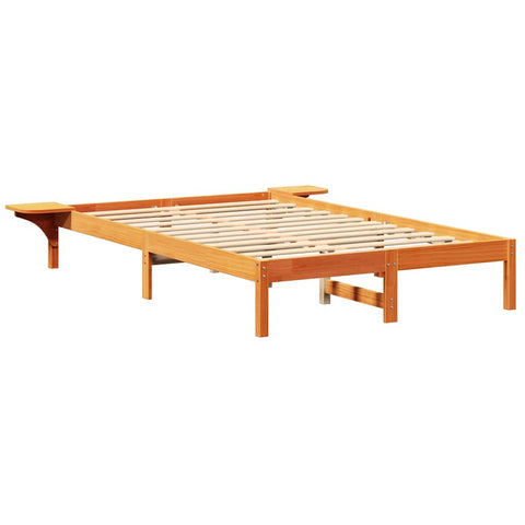 vidaXL Bed Frame with Bedside Tables Brown 120 x 190 cm Wax brown