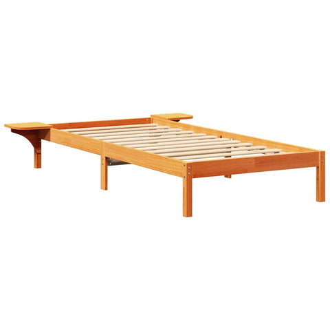 vidaXL Bed Frame with Bedside Tables Brown 90 x 200 cm Wax brown