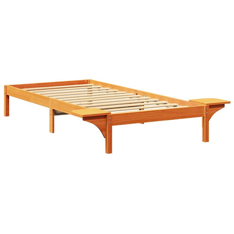vidaXL Bed Frame with Bedside Tables Brown 90 x 200 cm Wax brown