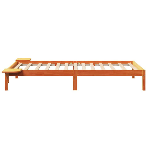 vidaXL Bed Frame with Bedside Tables Brown 90 x 190 cm Wax brown