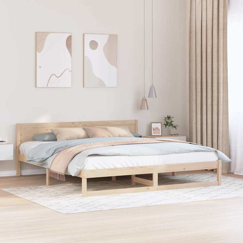 vidaXL Bed Frame with Headboard Brown 200 x 200 cm Solid Pine wood
