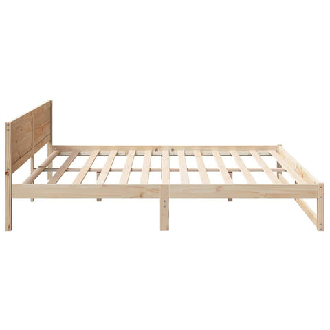 vidaXL Bed Frame with Headboard Brown 200 x 200 cm Solid Pine wood