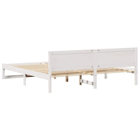 vidaXL Bed Frame with Headboard White 180 x 200 cm Solid Pine wood