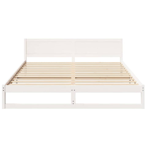 vidaXL Bed Frame with Headboard White 180 x 200 cm Solid Pine wood