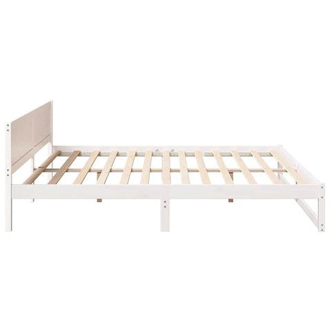 vidaXL Bed Frame with Headboard White 180 x 200 cm Solid Pine wood
