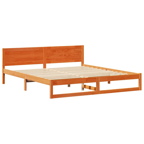 vidaXL Bed Frame with Headboard Brown 180 x 200 cm Solid Pine wood