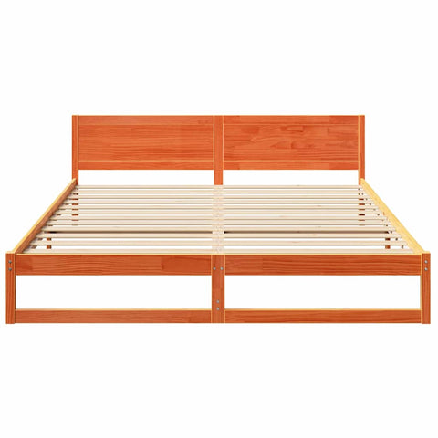 vidaXL Bed Frame with Headboard Brown 180 x 200 cm Solid Pine wood