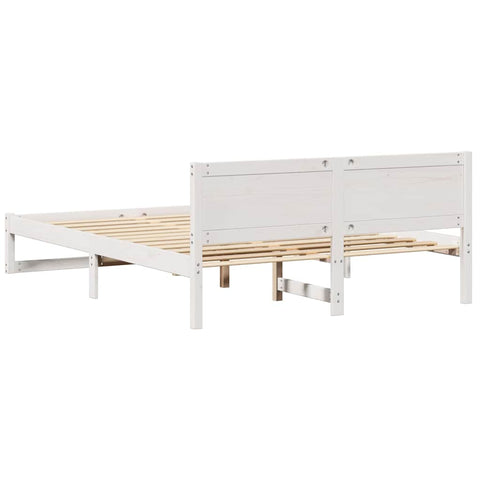 vidaXL Bed Frame with Headboard White 160 x 200 cm Solid Pine wood