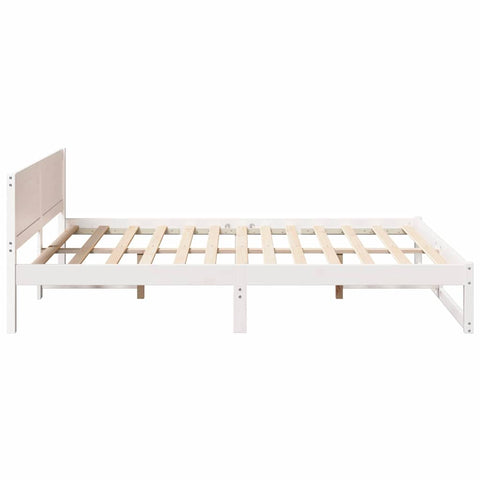 vidaXL Bed Frame with Headboard White 160 x 200 cm Solid Pine wood