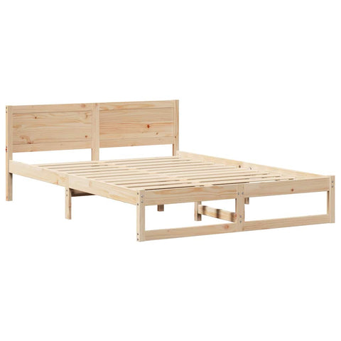 vidaXL Bed Frame with Headboard Brown 140 x 200 cm Solid Pine wood