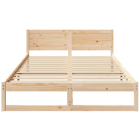 vidaXL Bed Frame with Headboard Brown 140 x 200 cm Solid Pine wood