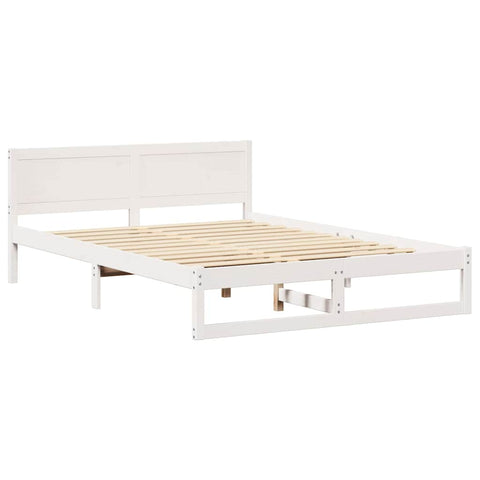 vidaXL Bed Frame with Headboard White 140 x 200 cm Solid Pine wood