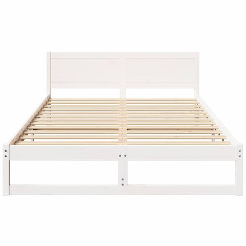 vidaXL Bed Frame with Headboard White 140 x 200 cm Solid Pine wood