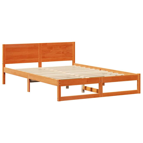 vidaXL Bed Frame with Headboard Brown 140 x 200 cm Solid Pine wood