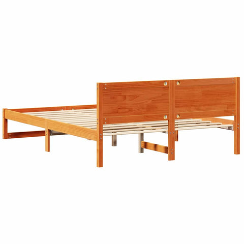 vidaXL Bed Frame with Headboard Brown 140 x 200 cm Solid Pine wood