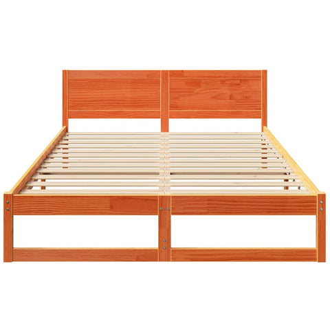 vidaXL Bed Frame with Headboard Brown 140 x 200 cm Solid Pine wood