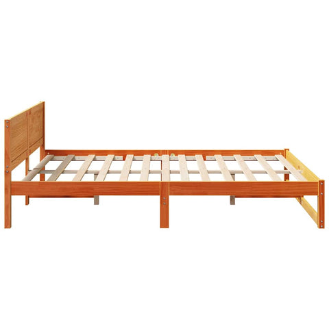 vidaXL Bed Frame with Headboard Brown 140 x 200 cm Solid Pine wood