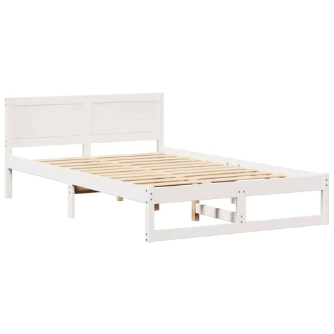 vidaXL Bed Frame with Headboard White 140 x 190 cm Solid Pine wood