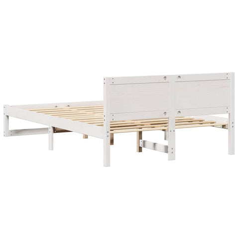 vidaXL Bed Frame with Headboard White 140 x 190 cm Solid Pine wood