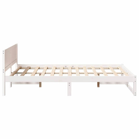 vidaXL Bed Frame with Headboard White 135 x 190 cm Solid Pine wood