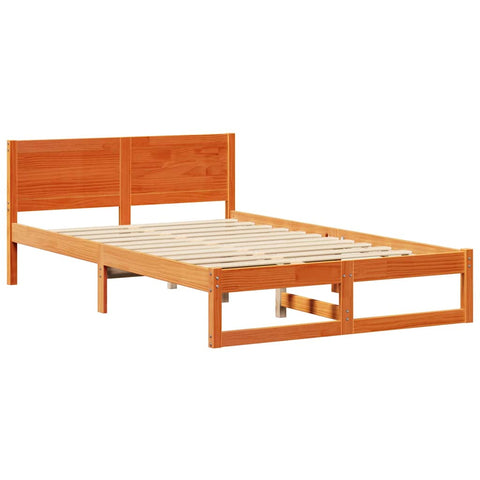 vidaXL Bed Frame with Headboard Brown 135 x 190 cm Solid Pine wood