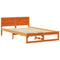 vidaXL Bed Frame with Headboard Brown 135 x 190 cm Solid Pine wood