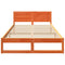 vidaXL Bed Frame with Headboard Brown 135 x 190 cm Solid Pine wood