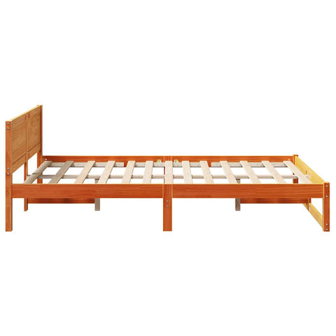 vidaXL Bed Frame with Headboard Brown 135 x 190 cm Solid Pine wood
