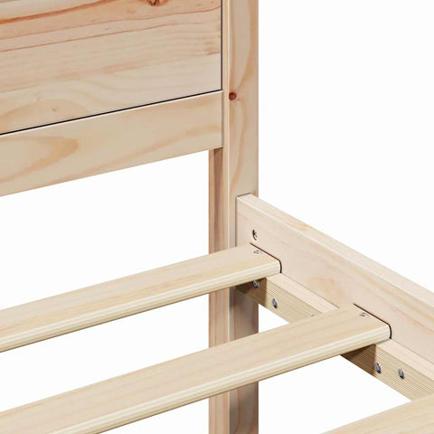 vidaXL Bed Frame with Headboard Brown 120 x 190 cm Solid Pine wood