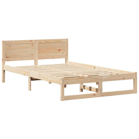 vidaXL Bed Frame with Headboard Brown 120 x 190 cm Solid Pine wood