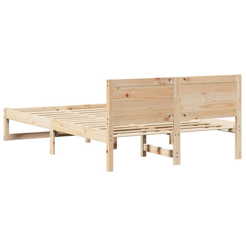 vidaXL Bed Frame with Headboard Brown 120 x 190 cm Solid Pine wood