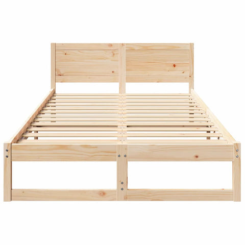 vidaXL Bed Frame with Headboard Brown 120 x 190 cm Solid Pine wood