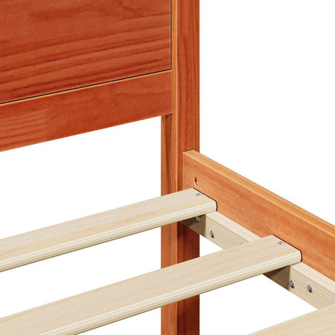 vidaXL Bed Frame with Headboard Brown 100 x 200 cm Solid Pine wood